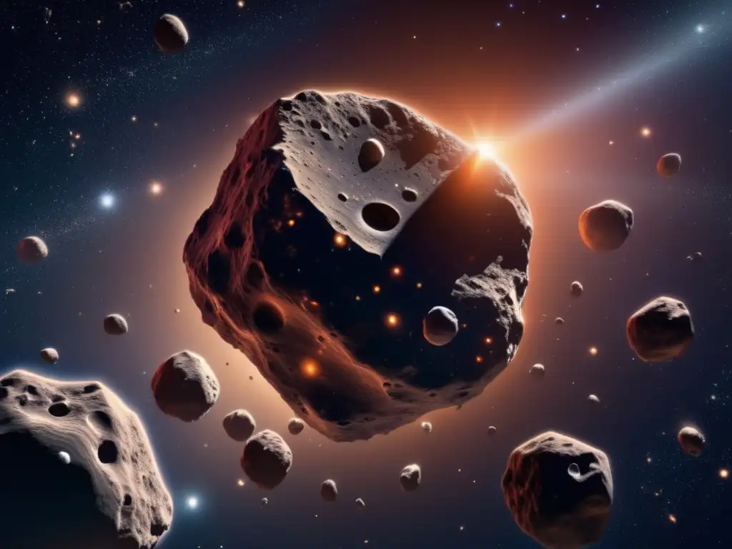 Cluster de asteroides en el espacio Resonancias gravitacionales en asteroides: imagen detallada del espacio con un fascinante grupo de asteroides en órbitas resonantes