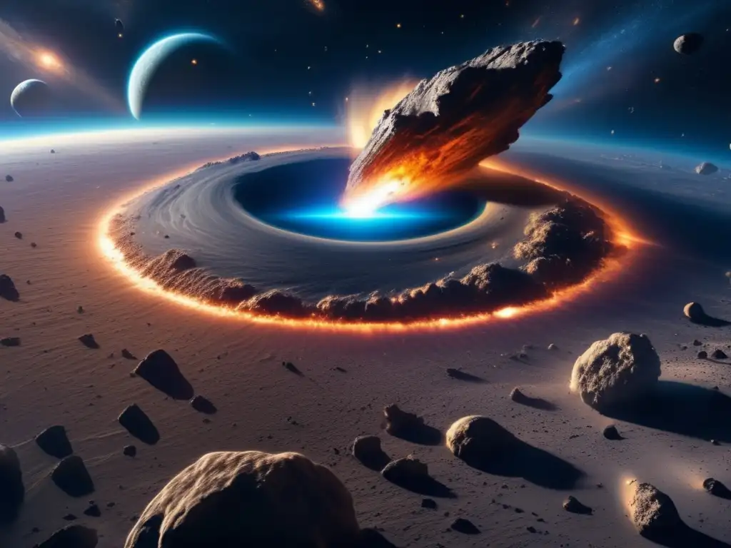 Colisión cósmica: impacto asteroide Resonancias en impacto de asteroides: impresionante imagen 8k muestra consecuencias de colisión cósmica