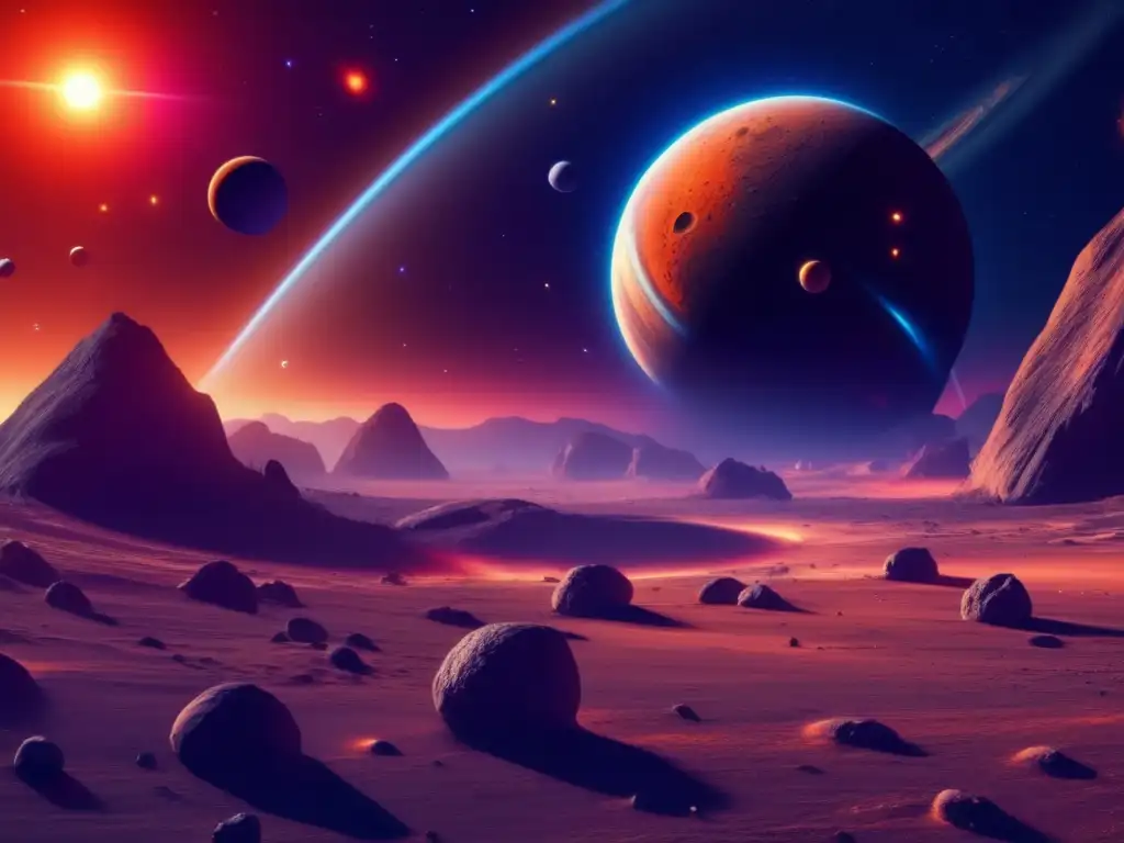 Planetas y asteroides en resonancia Resonancias sincrónicas entre asteroides y planetas en un sistema planetario con múltiples cuerpos celestes en órbita