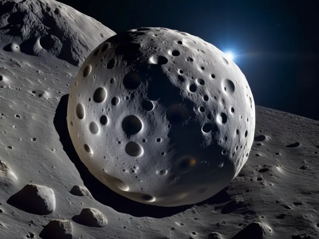 Detalle impresionante del asteroide Ceres y su terreno complejo Descubriendo secretos del asteroide Ceres: imagen detallada muestra terreno complejo, colores y texturas variadas, brilla misterio interior