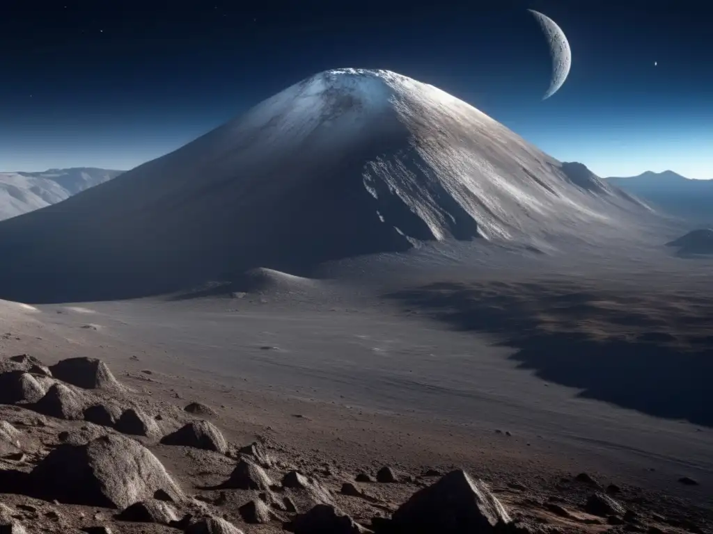 Superficie misteriosa de Ceres: montañas, cráteres e intriga Descubriendo secretos del asteroide Ceres: imagen ultradetallada de la superficie, montañas, cráteres, tecnología espacial