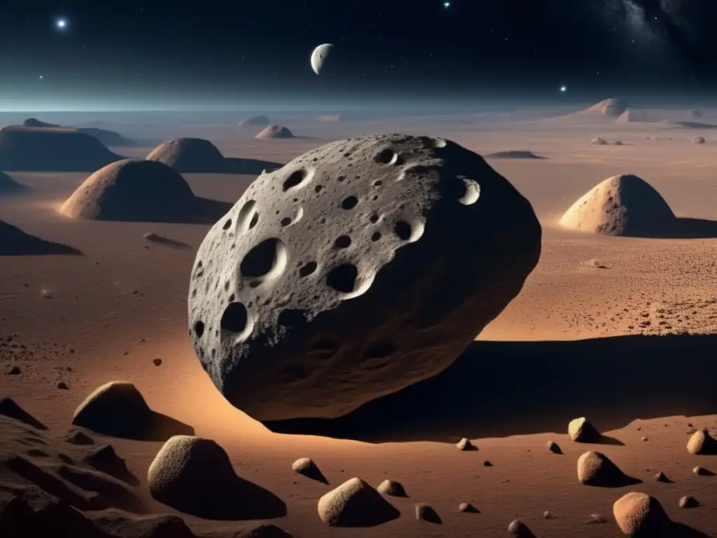 Asteroide antiguo en el espacio Explorando secretos de asteroides: imagen evocadora en el espacio