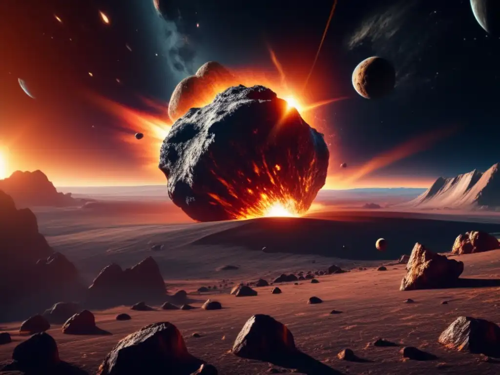 Asteroida gigante en rumbo de colisión con la Tierra Explorando secretos asteroides: impactante imagen 8k muestra masivo asteroide acercándose a la Tierra en espacio sideral