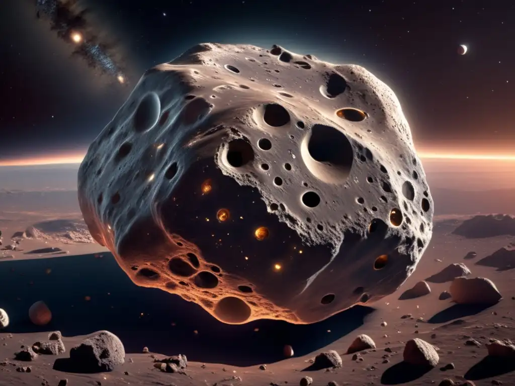 Impresionante asteroide flotando en el espacio Significado asteroides astrología adivinación: imagen 8k detallada muestra asteroide majestuoso en el espacio