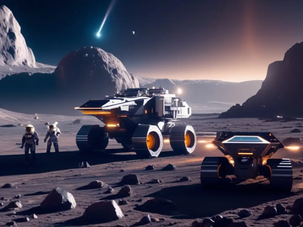 Simulaciones avanzadas de minería en asteroides - Misión minera futurista en un asteroide 8k