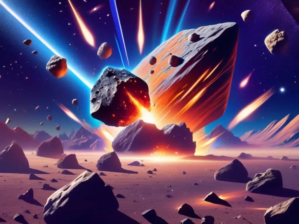 Caos cósmico: Colisión de asteroides Simulaciones colisiones asteroides irregulares en el espacio