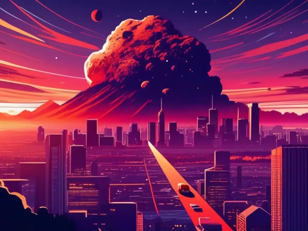 Ciudad en peligro por asteroide Simulaciones de impacto de asteroide: preparativos y planes de contingencia con ciudad amenazada