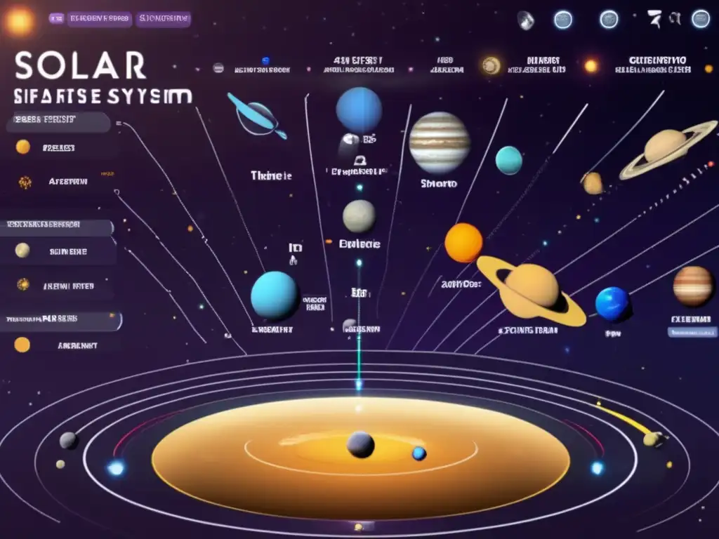 Exploración interactiva del sistema solar Software interactivo sistema solar: Explora la via lactea con una interfaz futurista y educativa