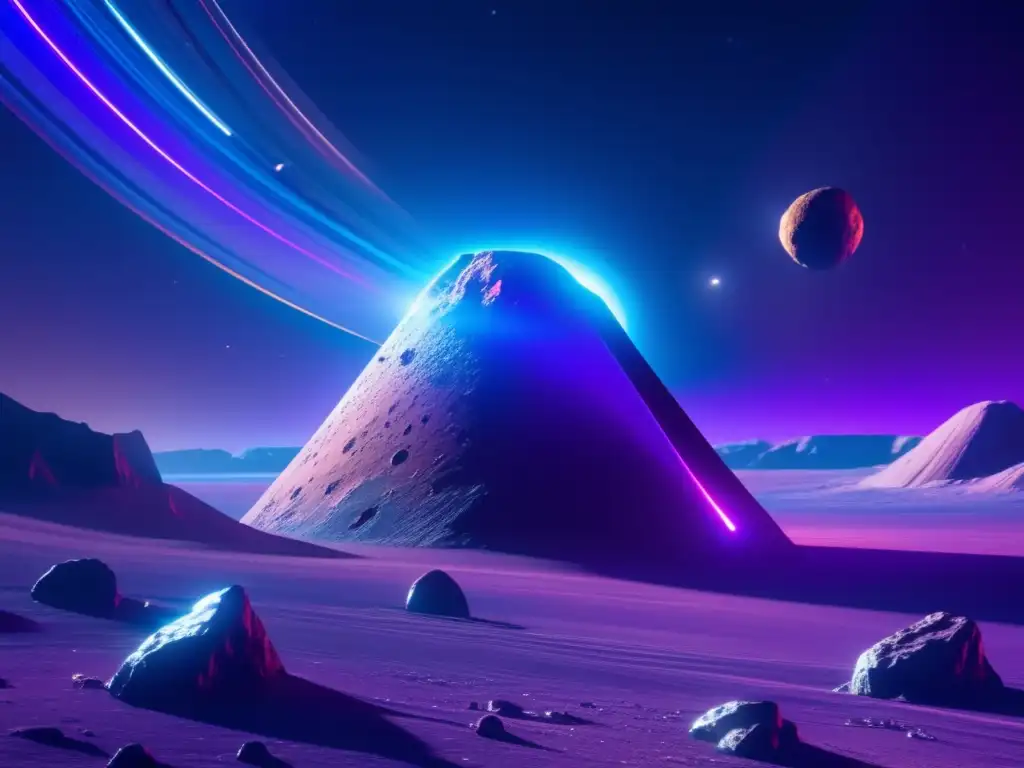 Sonda espacial futurista en asteroide Sonda espacial futurista planificación de extracción de recursos asteroidales