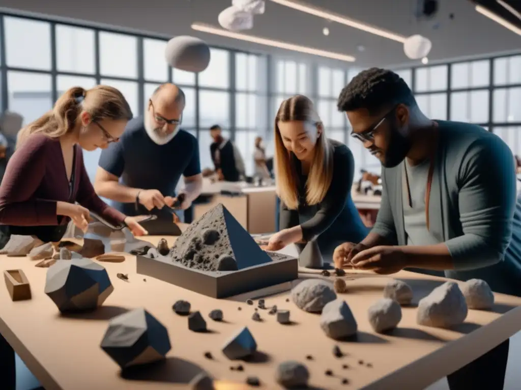 Taller de modelado de asteroides Taller de modelado de asteroides: Participantes entusiastas construyendo modelos detallados, promoviendo la creatividad y colaboración
