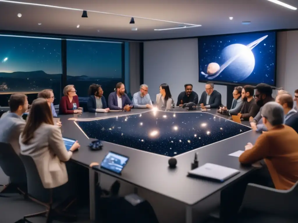 Taller de modelado de asteroides: participantes entusiastas Talleres prácticos de modelado de asteroides: participantes entusiastas creando minúsculos modelos de asteroides en un aula moderna y luminosa