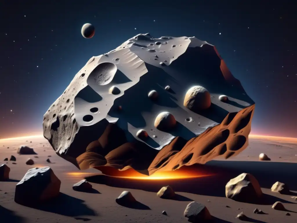 Asteroide detallado en espacio Tecnología de detección de asteroides basálticos avanzada: impresionante imagen de un asteroide detallado en el espacio
