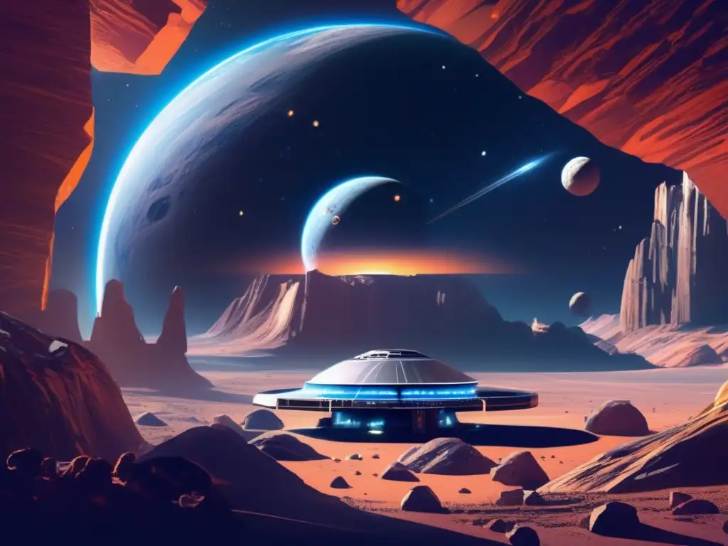 Estación espacial futurista en asteroide Tecnología para terraformar asteroides