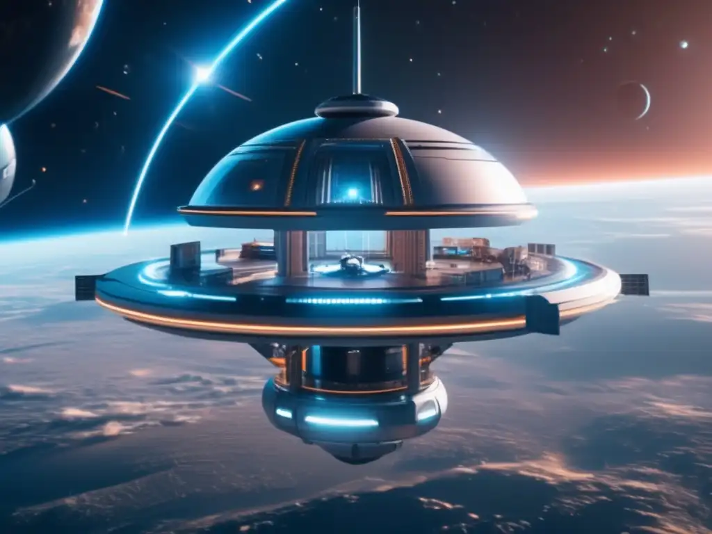Tecnología para superar gravedad cero en estación espacial futurista