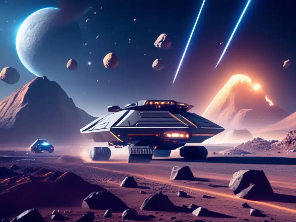 Tecnología para superar gravedad cero en una mina espacial futurista