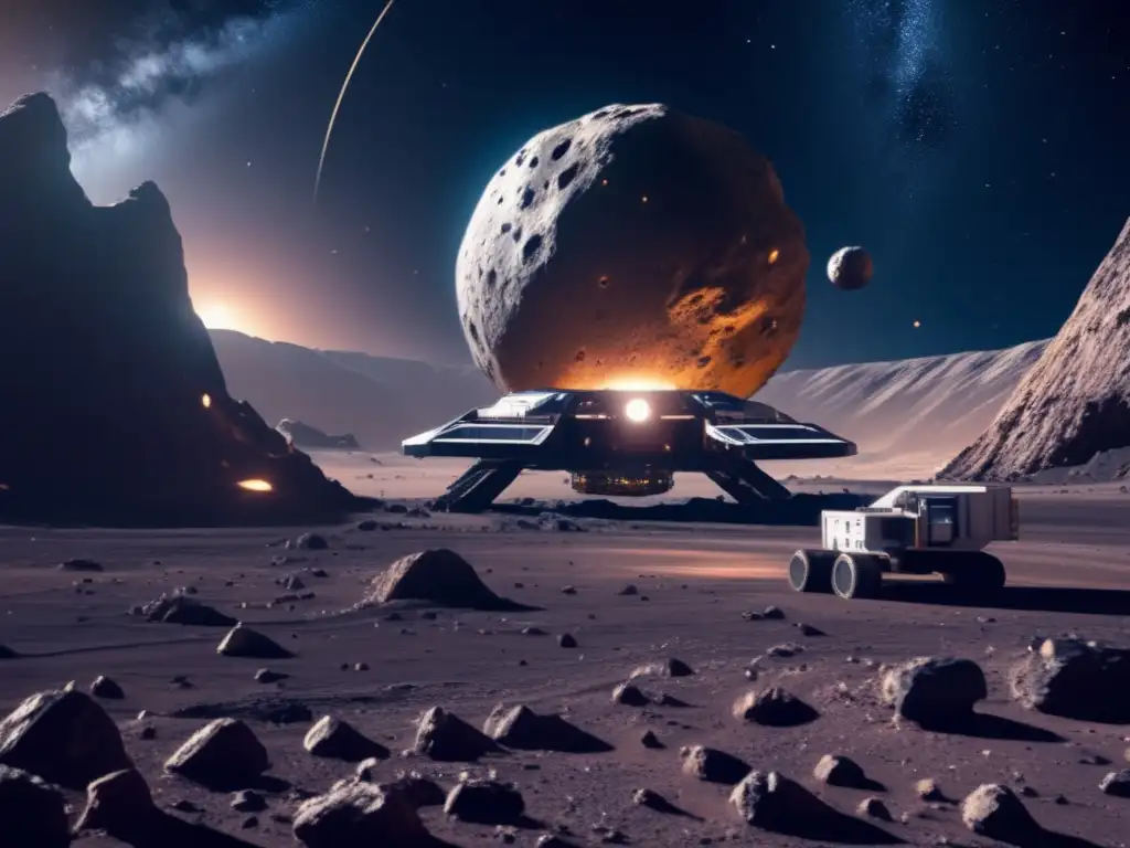 Operación minera espacial futurista Tecnología humana fusionada asteroides: Operación minera espacial futurista en asteroide