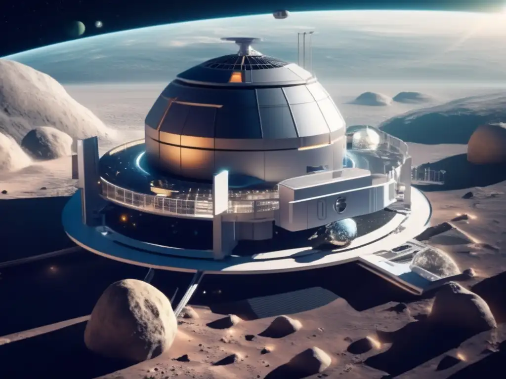 Estación espacial recolectando agua Tecnologías para cosechar agua de asteroides