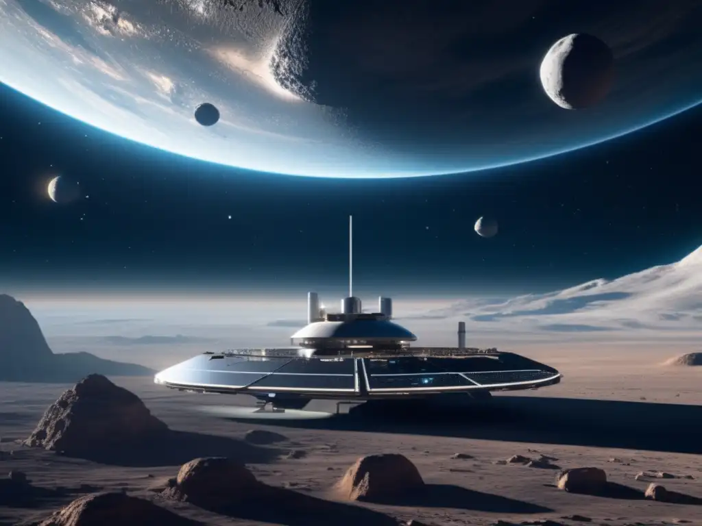 Estación espacial futurista y avanzada para desviar asteroides Tecnologías avanzadas de desviación de asteroides: Estación espacial futurista protege la Tierra de amenazas celestiales