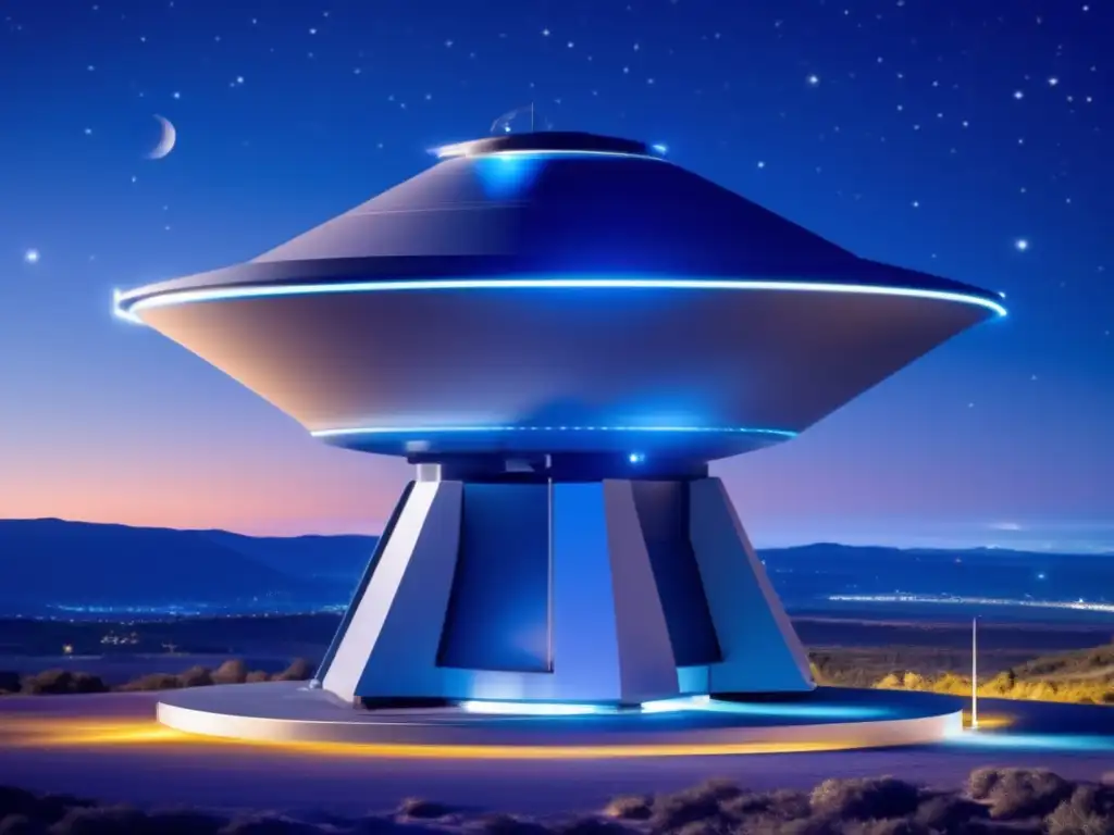Radar astronómico de alta tecnología Tecnologías emergentes detección asteroides: radar de diseño moderno, plataforma tecnológica, cielo estrellado, precisión y capacidad avanzada