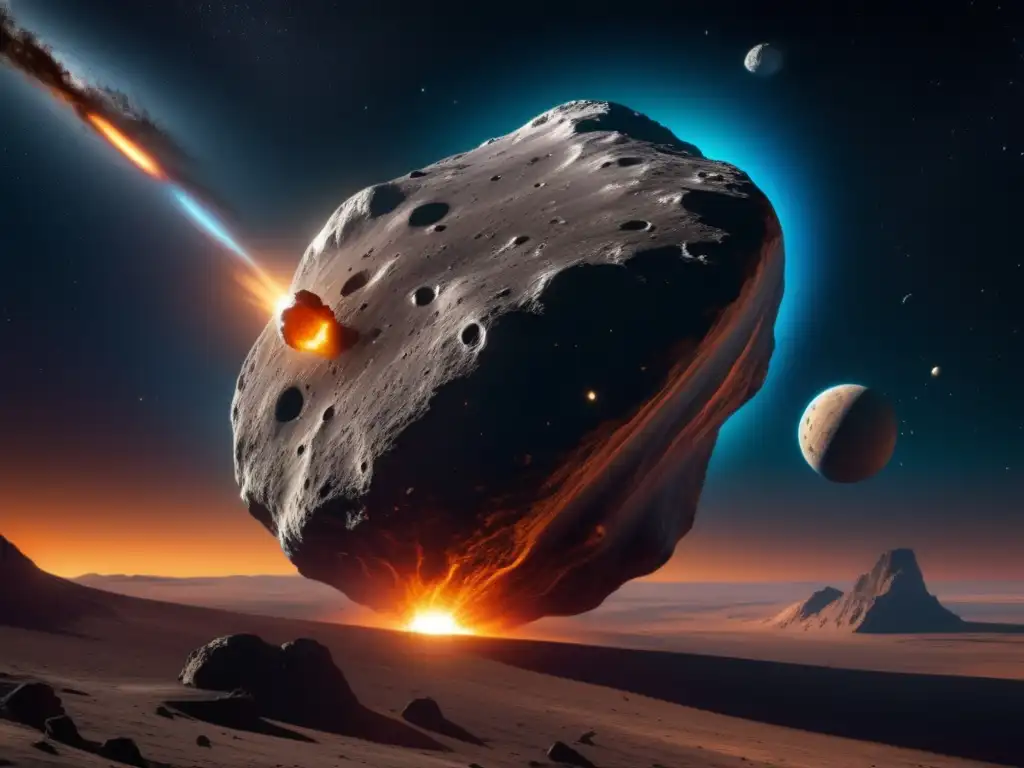 Asteroida D y cometa iluminan el espacio Conexión asteroides tipo D y cometas: imagen 8k que muestra la grandeza del espacio y la belleza de estos cuerpos celestiales