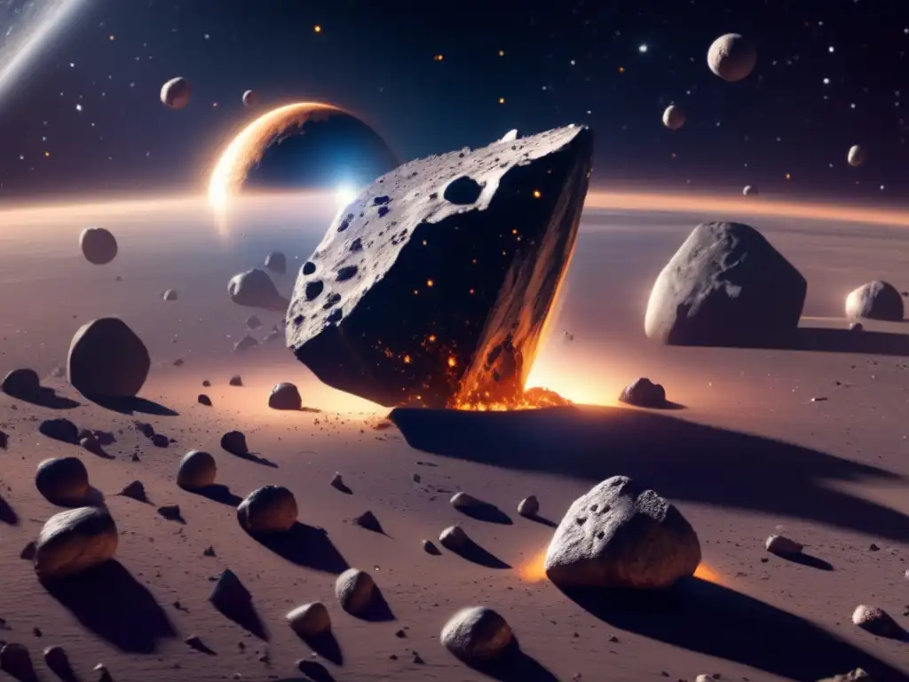 Asteroides diversos en el espacio: belleza y variedad Tipos de asteroides identificados: 8k render mostrando variedad, tamaños y composiciones de asteroides en el espacio