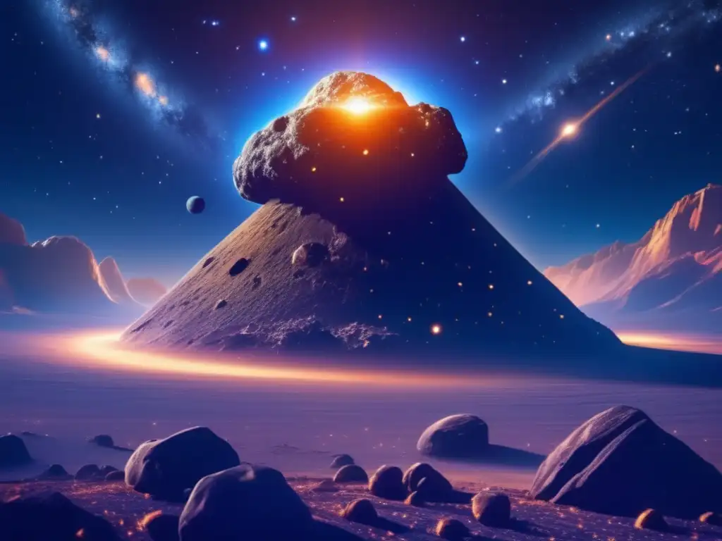 Noche estrellada y asteroide amenazante Serene night sky with asteroid hurtling towards Earth - Evaluación riesgo colisión asteroides