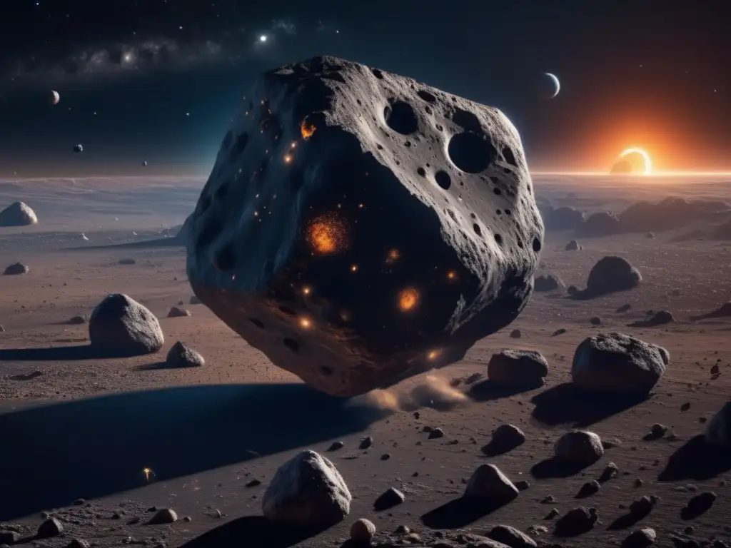 Fascinante asteroide en el espacio Preparación para tránsito asteroide: sombras espaciales