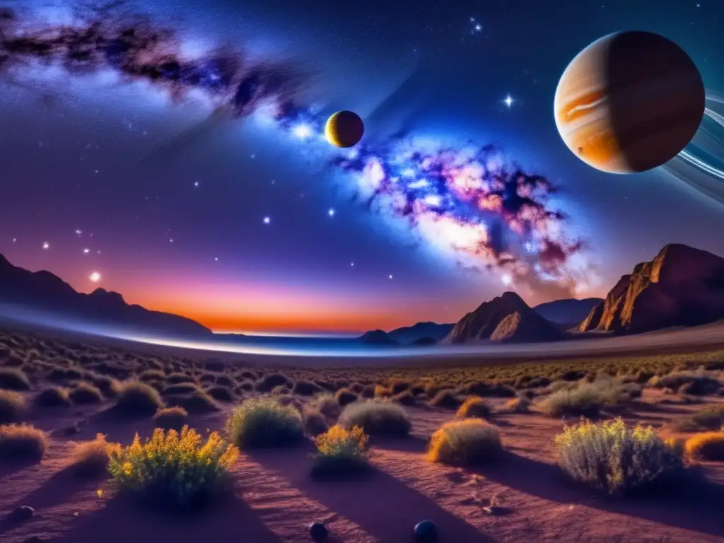 Espectacular alineación planetaria Tránsitos de asteroides en astrología: Majestuosa alineación planetaria en un cielo estrellado