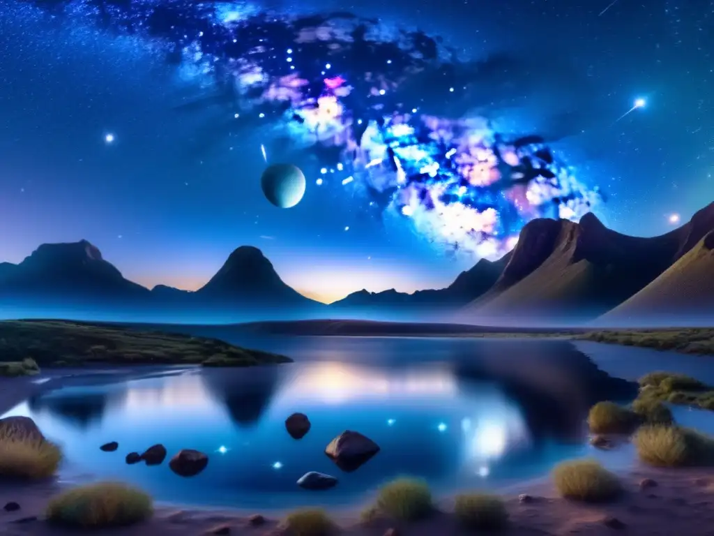 Impresionante mapa celeste con astros y constelaciones Tránsitos de asteroides en astrología: noche estrellada con la Vía Láctea y mapa zodiacal