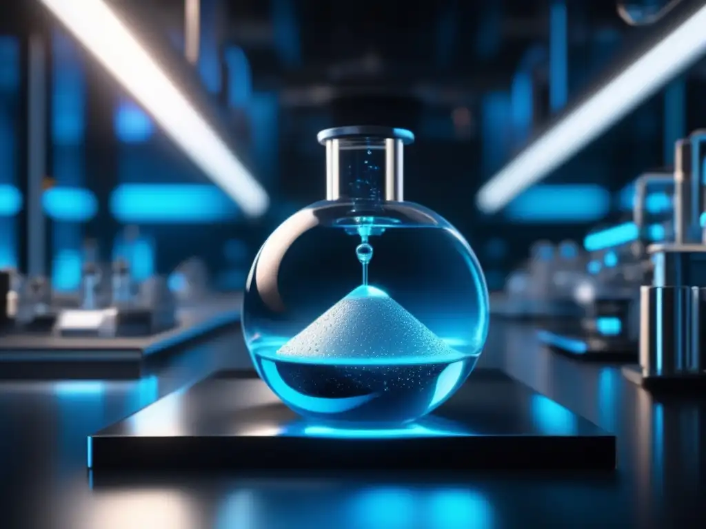 Tratamiento enfermedades raras con asteroides en un laboratorio futurista con tecnología avanzada