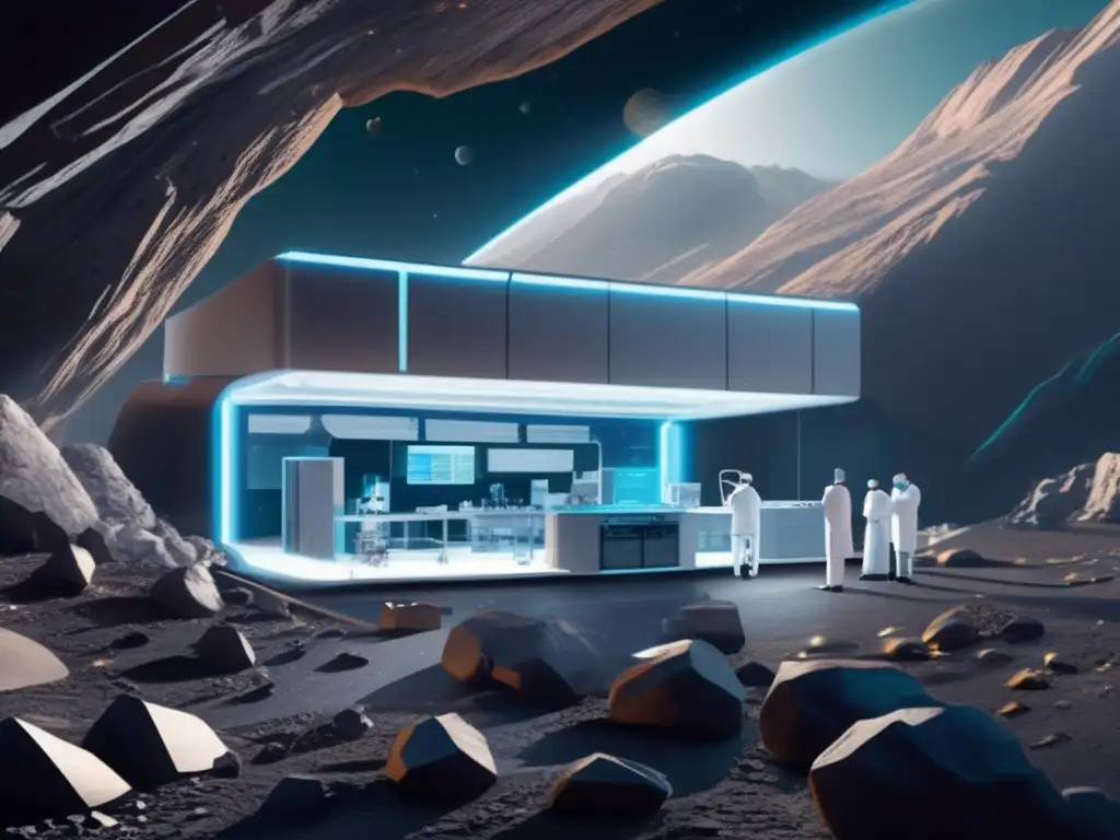 Tratamiento enfermedades raras en laboratorio futurista en asteroide-