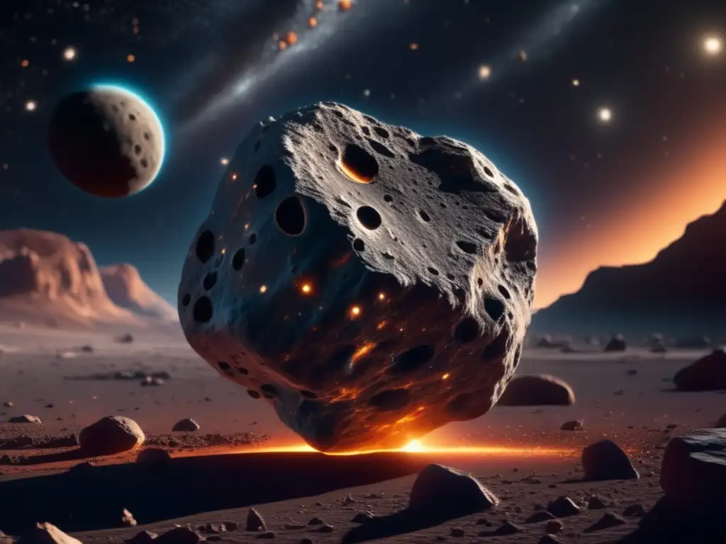 Asteroide en el espacio con nave futurista Ultimo minuto: Asteroide en dirección al protocolo-