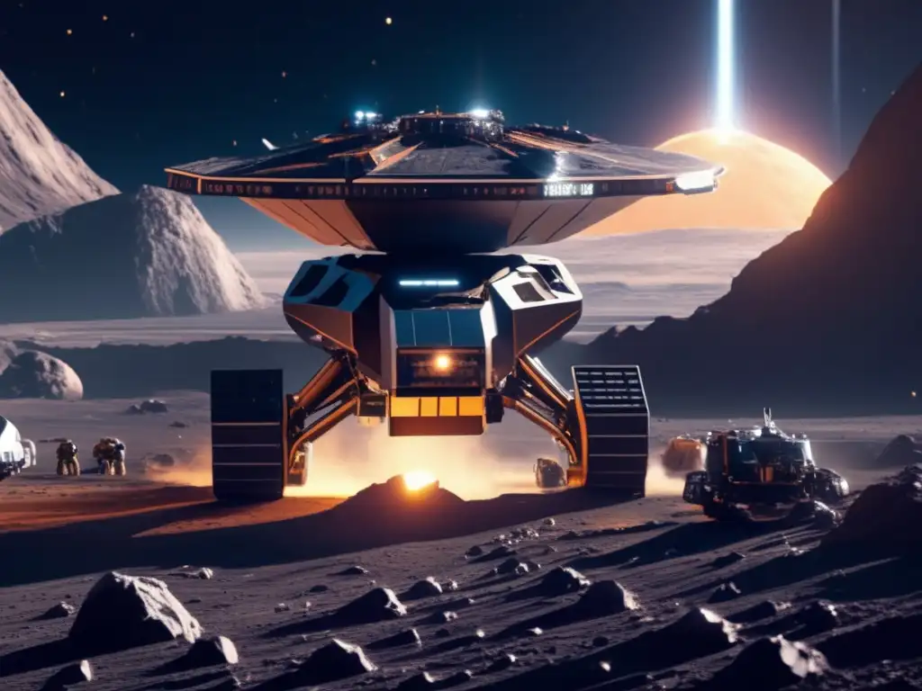 Ultradetalle mina espacial en asteroide