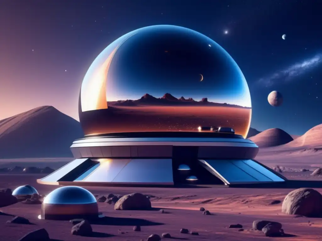 Observatorio espacial futurista en planeta lejano Ultradetalle de observatorio espacial futurista en planeta distante