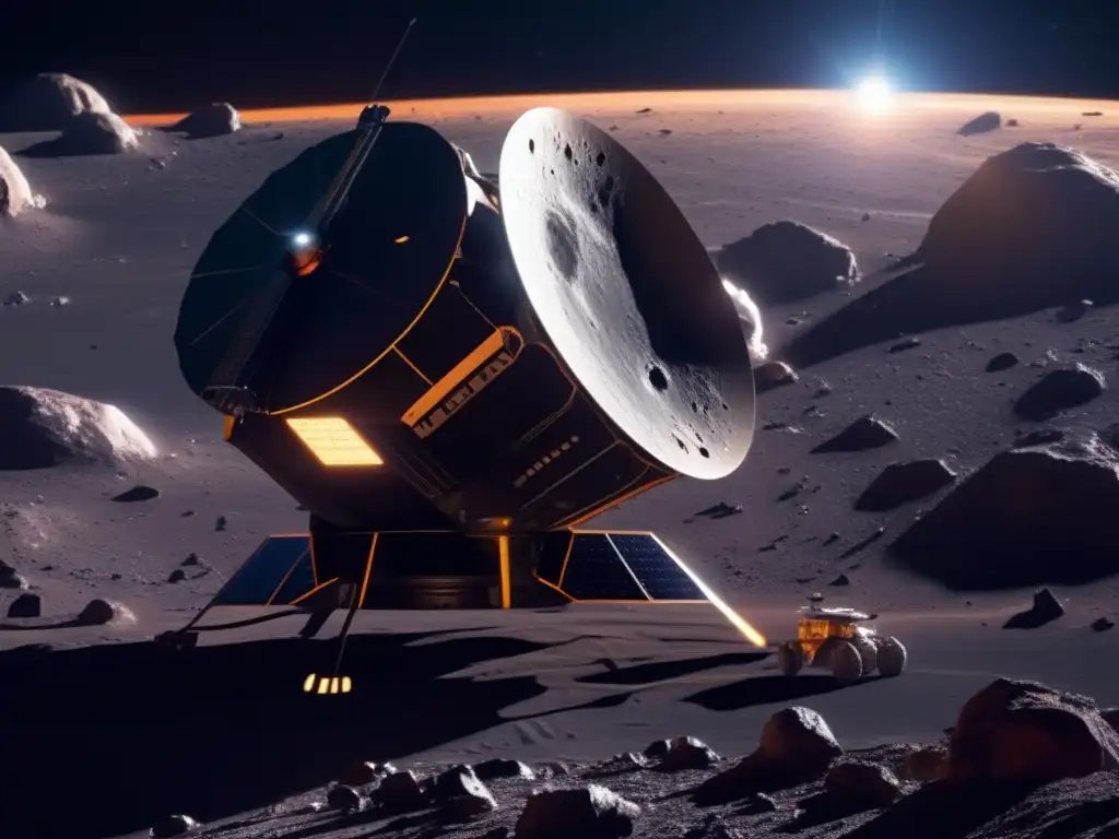 Ultradescripción: Sonda espacial futurista y asteroide Ultradetalle sonda espacial futurista frente asteroide C: tecnología, desafío cósmico y búsqueda conocimiento