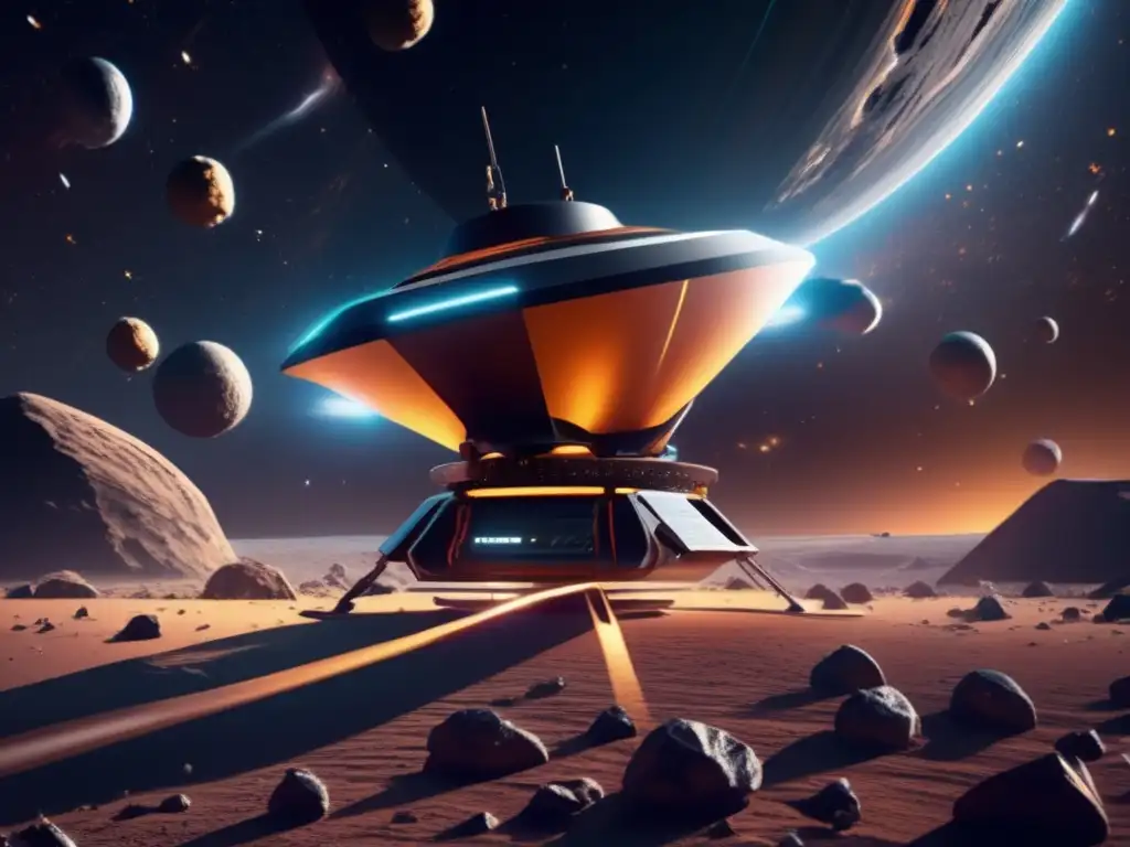Minera espacial: Sonda futurista y asteroides Ultradetalle: Sonda futurista minera asteroides troyanos, espacio, tecnología, exploración científica