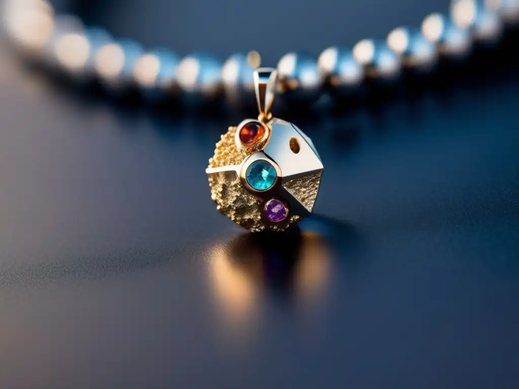 Joyería única inspirada en asteroides, colgante de plata pulida con textura de asteroide, gemas y diamantes