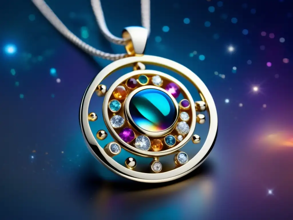 Joyería única inspirada en asteroides: Collar celestial de 8k con gemas y detalles deslumbrantes