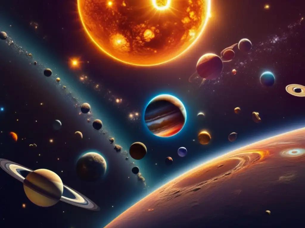 Vista impresionante del sistema solar Vista asombrosa del sistema solar desde el espacio: Conexión asteroides tipo D y cometas