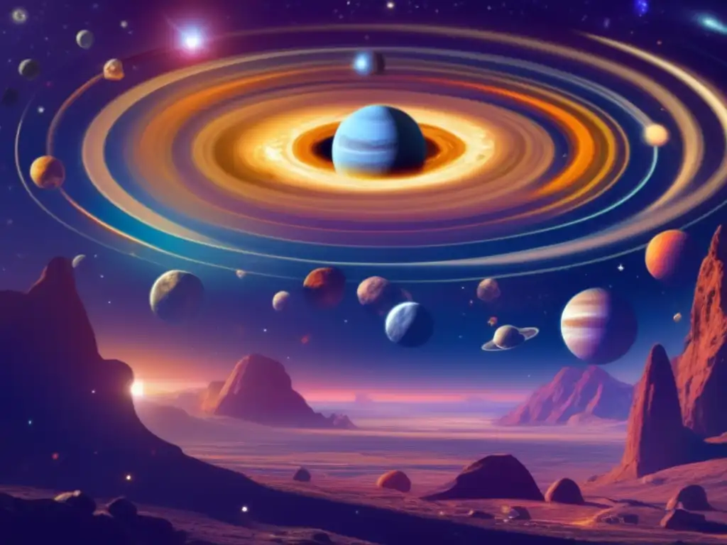 Vista cautivadora sistema solar, resonancias orbitales y riesgo impactos asteroides