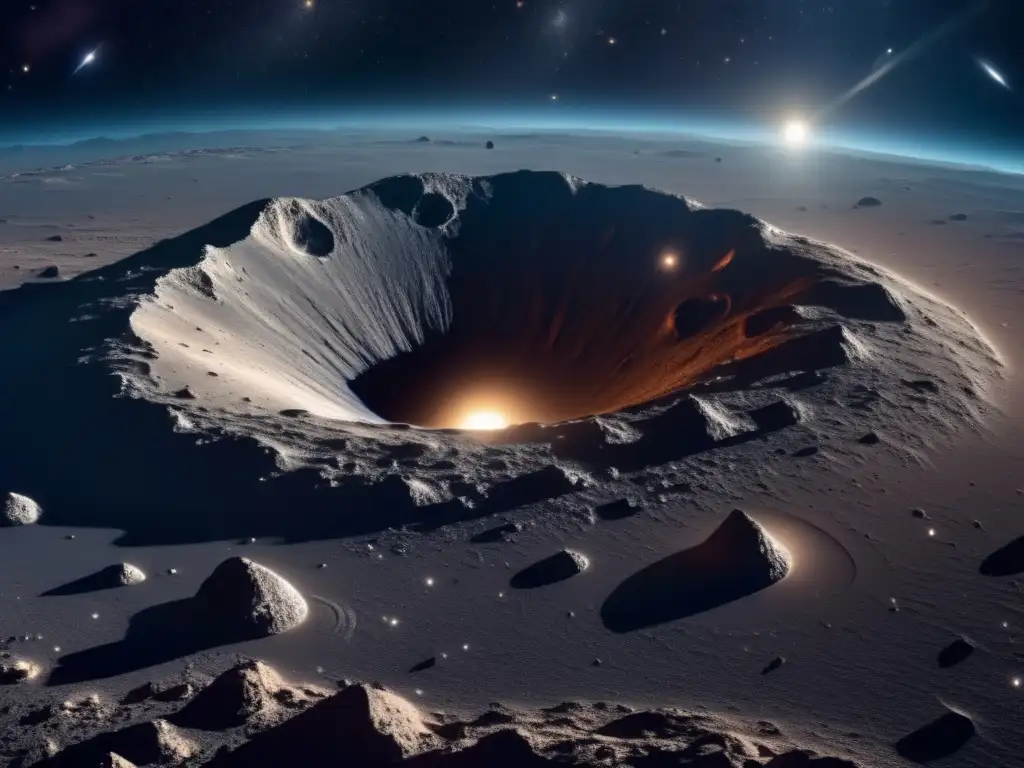 Asombrosa vista del espacio estelar con asteroide Vista hipnótica espacio estelar, asteroide en trayectoria