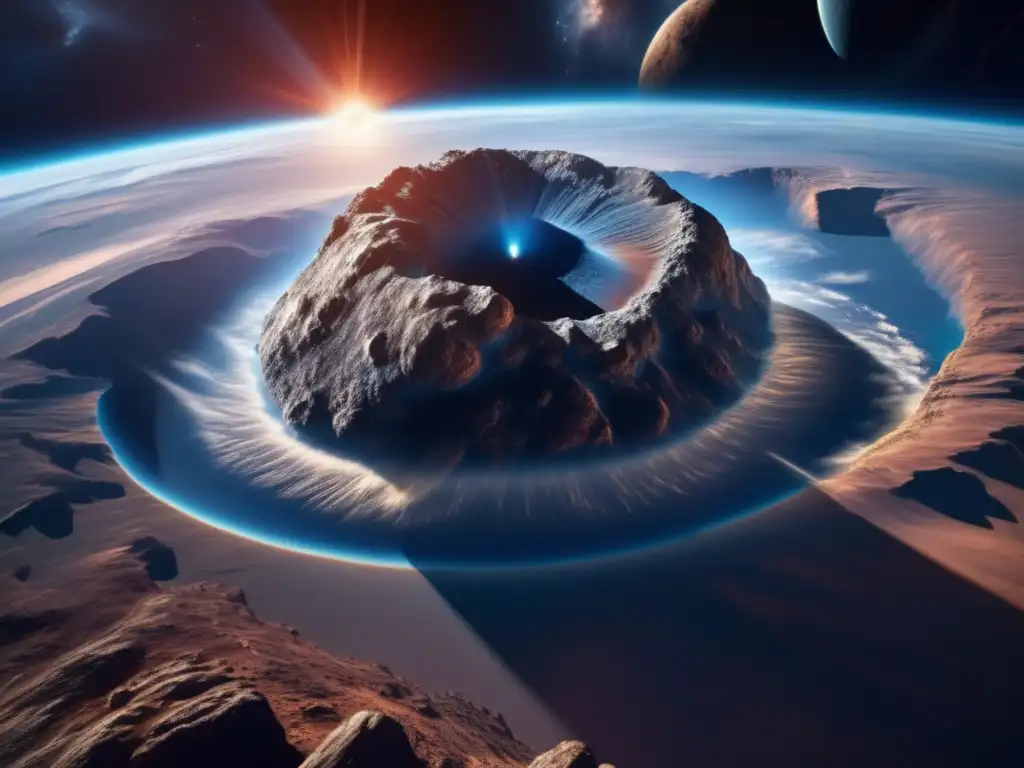 Asteroide amenazante rumbo a la Tierra Vista impactante de asteroide hacia la Tierra, resalta necesidad de 'Estrategias desvió asteroides peligrosos'