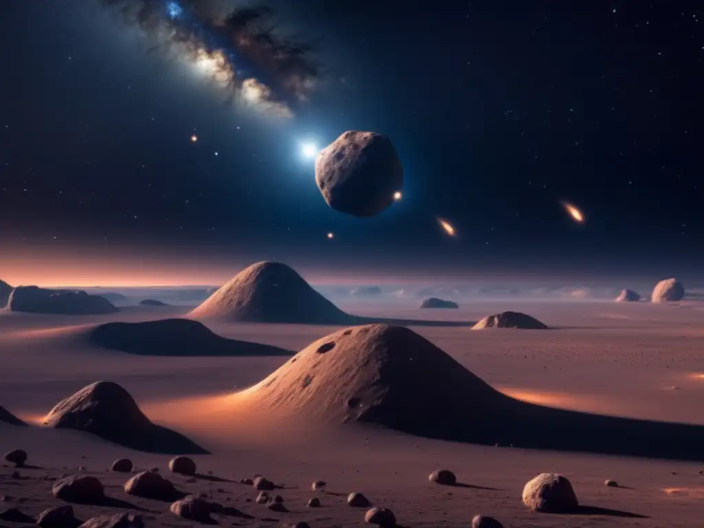 Fascinante sistema binario de asteroides Vista impactante de sistema binario de asteroides en el espacio, reflejando teorías de colisión cósmica