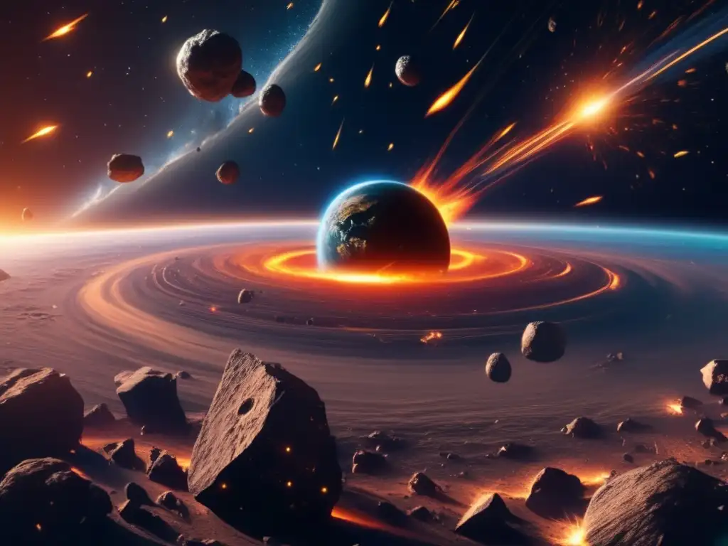 Vista impactante de la Tierra rodeada por órbitas fatales de asteroides: Órbitas de tipo Atira, Aten y Apolo