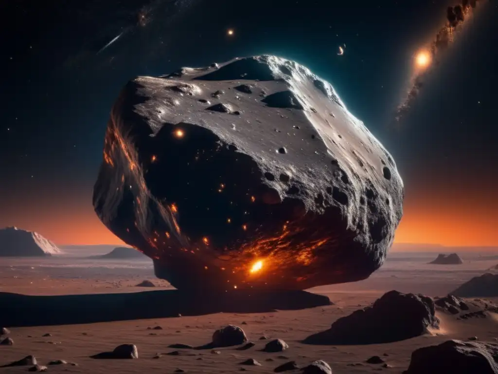 Impresionante imagen de asteroide en el espacio Vista impresionante de asteroide en el espacio con legislación explotación asteroides recursos