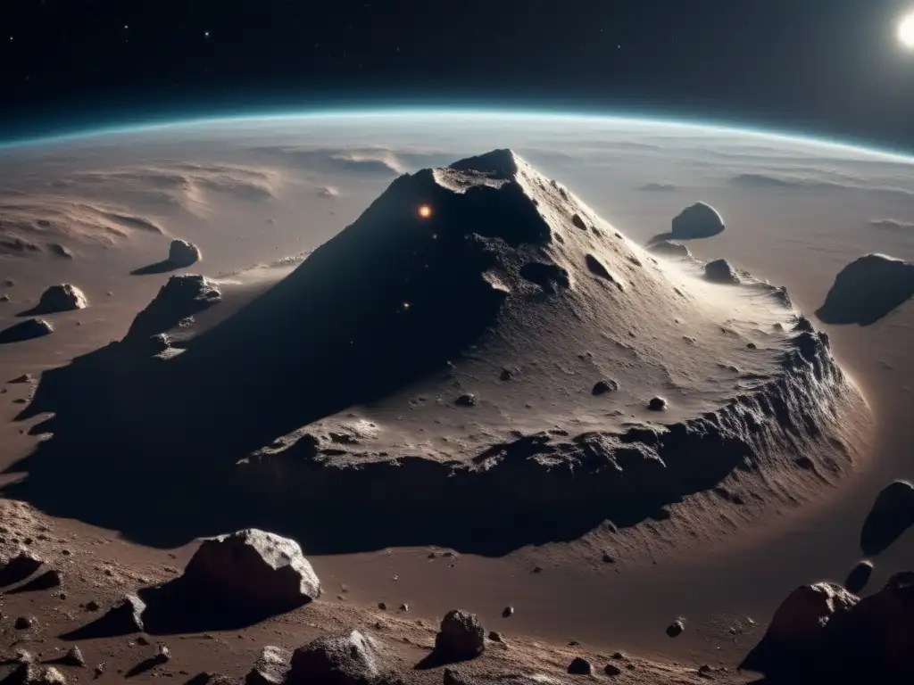 Impresionante vista de asteroide en el espacio Vista impresionante de un asteroide en el espacio - Drones exploración asteroides cercanos