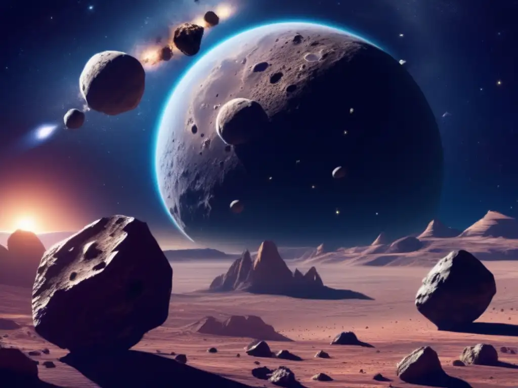 Vista impresionante de asteroides en el espacio: Exploración de asteroides: Dawn, primera misión en orbitar dos objetivos celestes