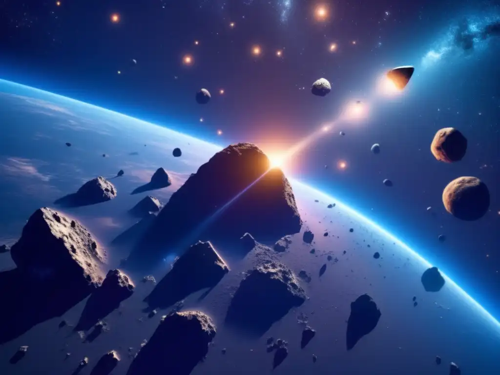 Asteroides misteriosos en el espacio Vista impresionante de asteroides en el espacio, revelando su origen en el sistema solar