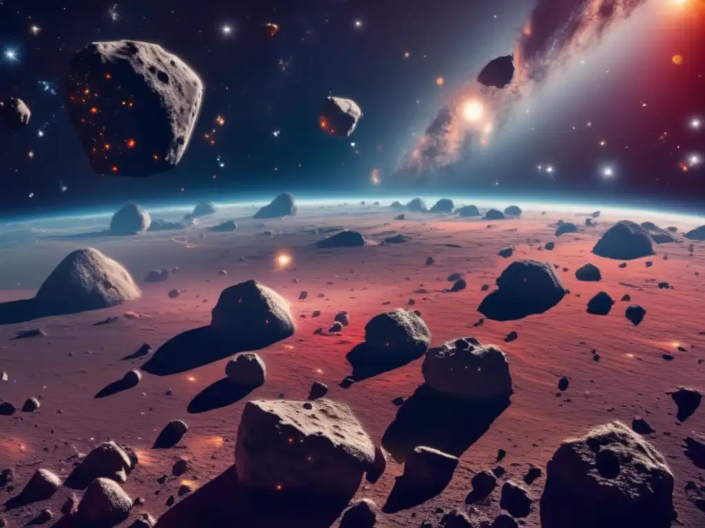 Asteroid field en el espacio profundo Vista impresionante de campo de asteroides revela secretos historia cósmica