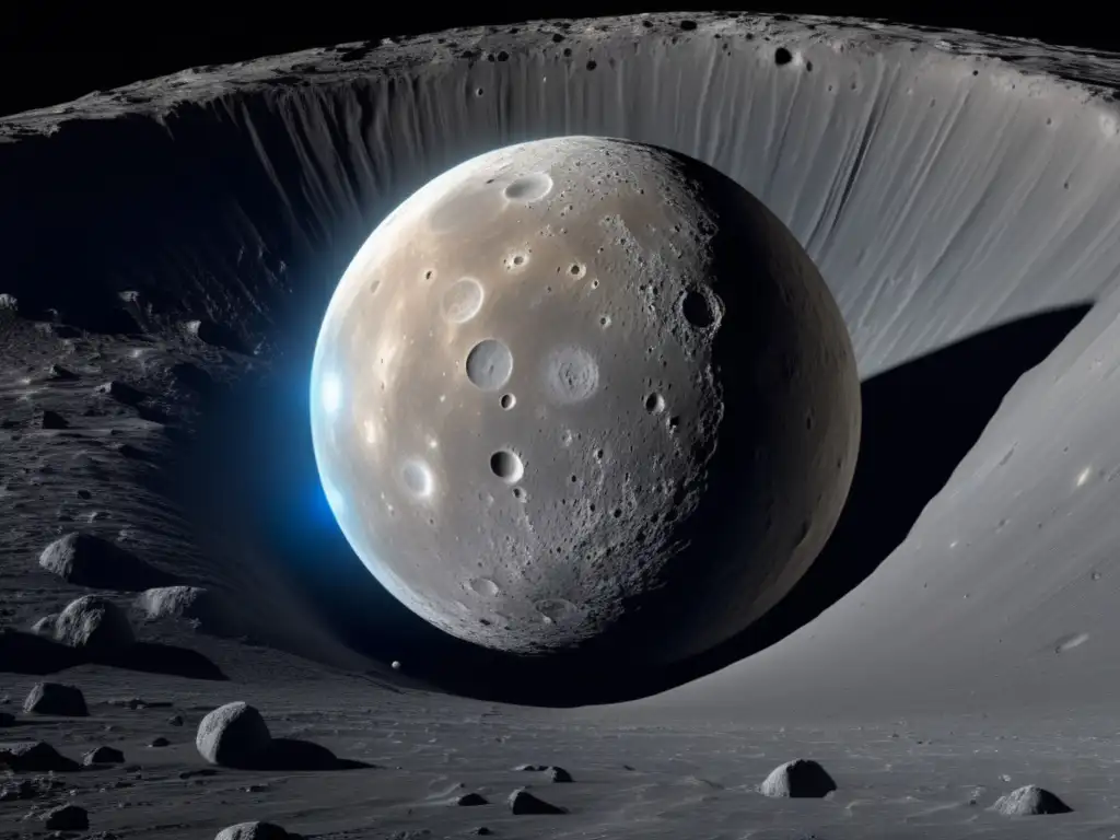 Vista detallada de Ceres: belleza celestial Vista impresionante de Ceres, planeta enano en el cinturón de asteroides, con sus características únicas y belleza celestial